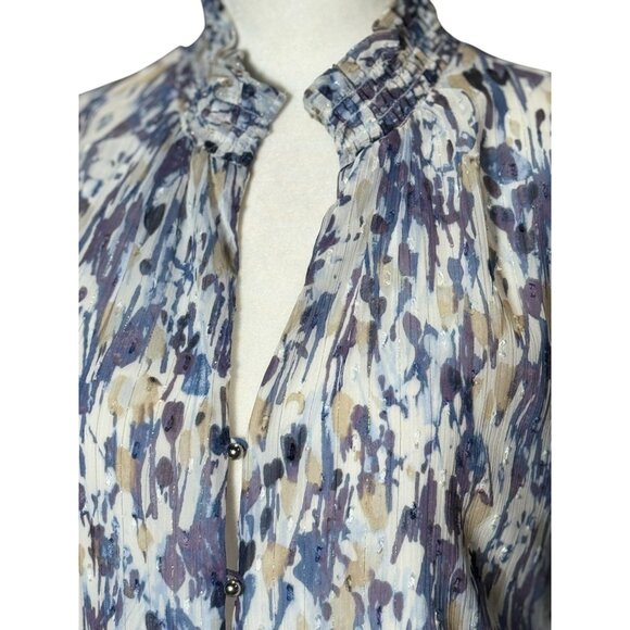 NEW White House Black Market Abstract Floral Dress Blouson Boho 6P White Purple - Picture 5 of 16